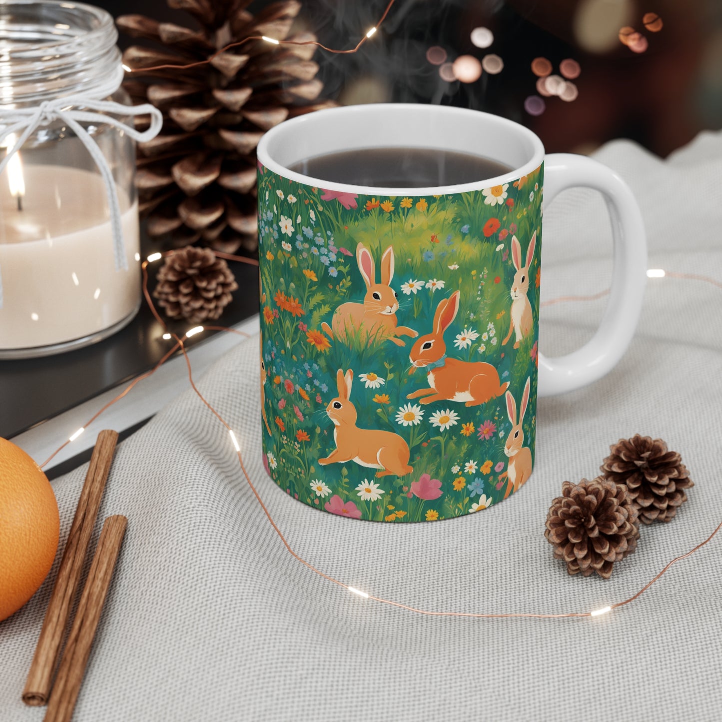 Ceramic Mug - Cute Bunny Design, Perfect Gift for Animal Lovers, Tea & Coffee Drinkware, Easter Mug 11oz