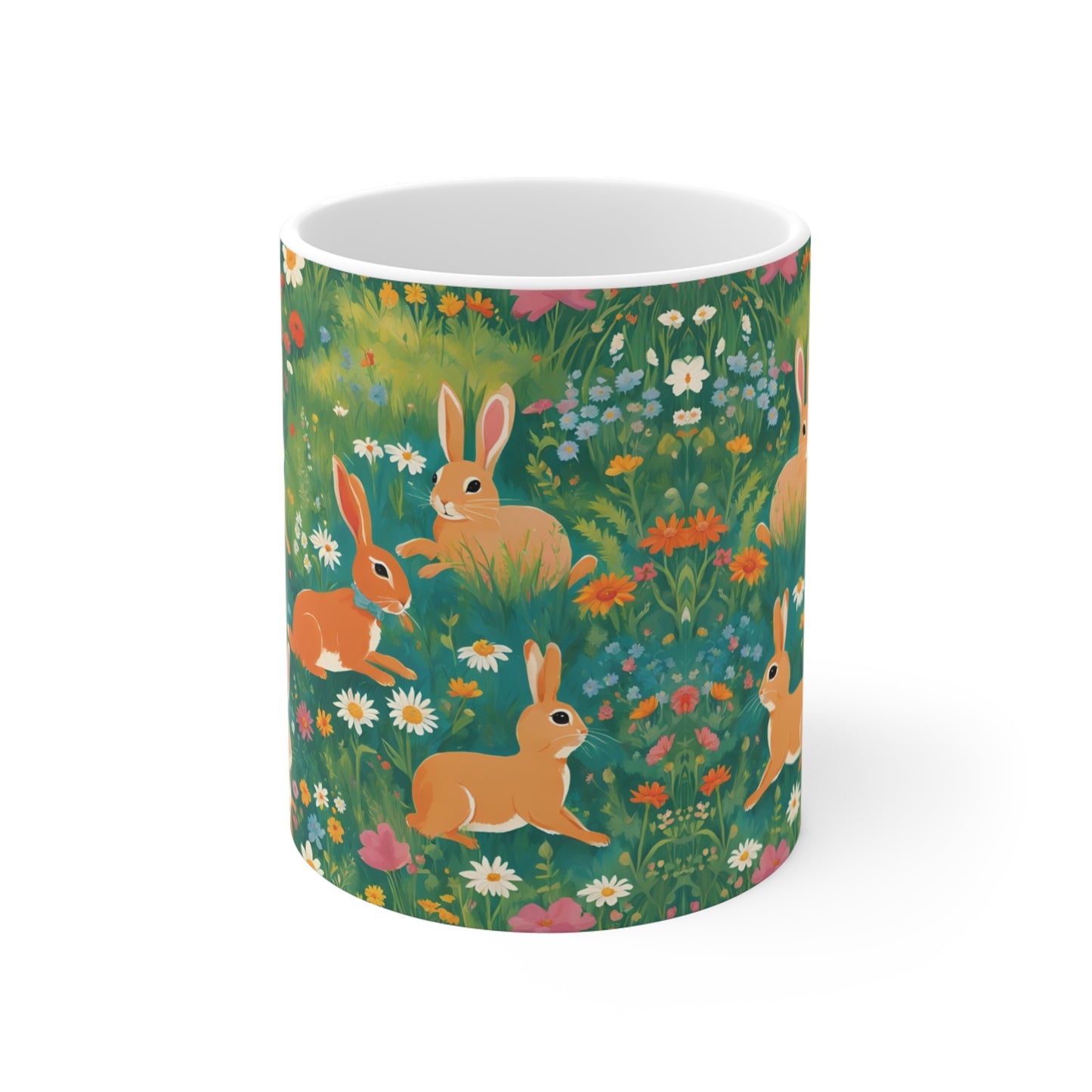 Ceramic Mug - Cute Bunny Design, Perfect Gift for Animal Lovers, Tea & Coffee Drinkware, Easter Mug 11oz