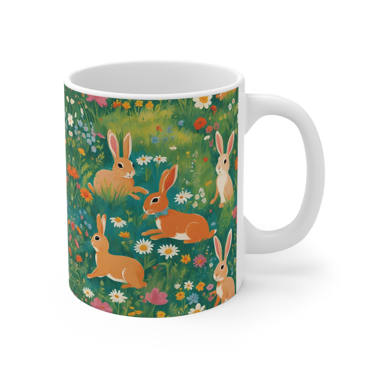 Ceramic Mug - Cute Bunny Design, Perfect Gift for Animal Lovers, Tea & Coffee Drinkware, Easter Mug 11oz