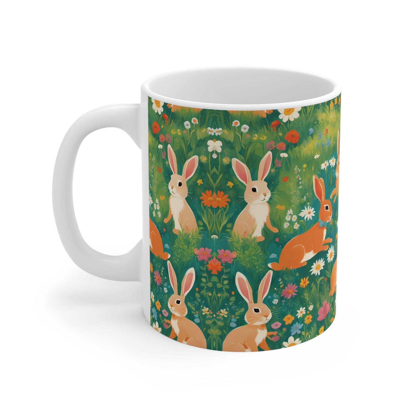 Ceramic Mug - Cute Bunny Design, Perfect Gift for Animal Lovers, Tea & Coffee Drinkware, Easter Mug 11oz