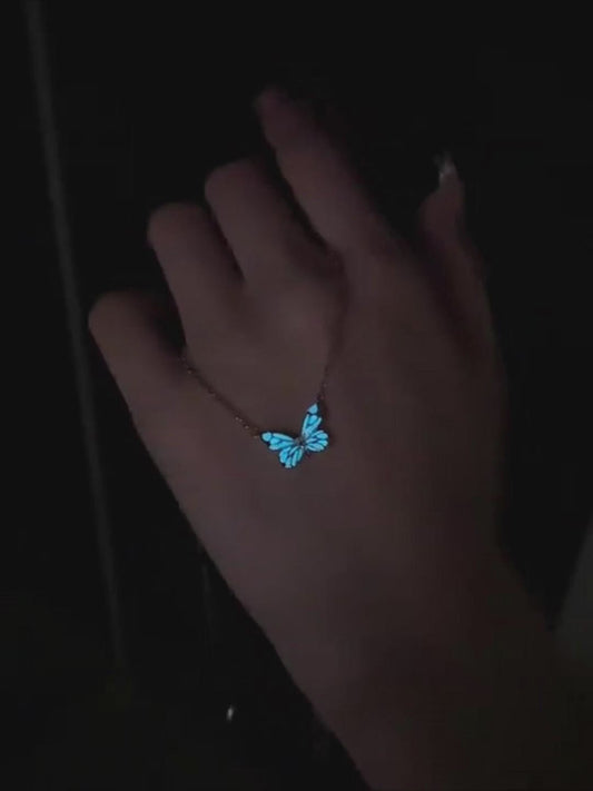 Fashion Glow-in-the-Dark Blue Butterfly Luminous Necklace